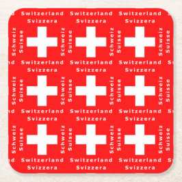 Schweizareflagga Schweitz Schweiz Suisse Underlägg Papper Kvadrat