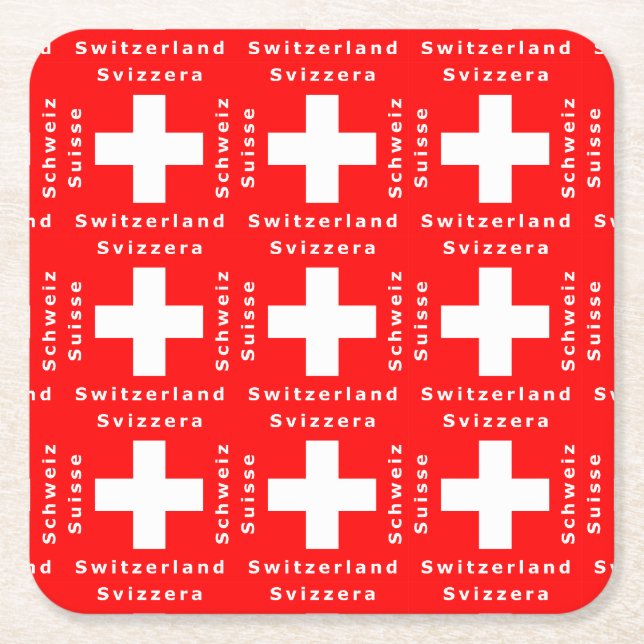 Schweizareflagga Schweitz Schweiz Suisse Underlägg Papper Kvadrat (Framsidan)