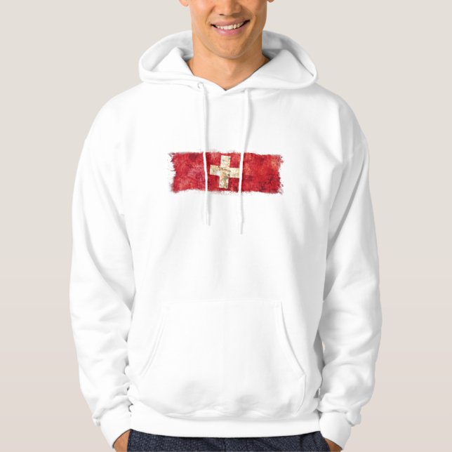 Schweizareflagga Sweatshirt Med Luva (Framsida)