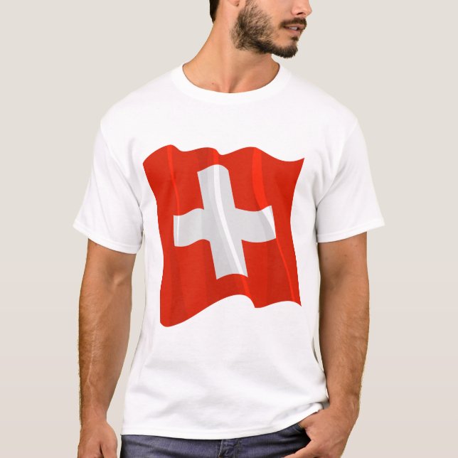 Schweizareflaggamanar T-tröja T-shirt (Framsida)