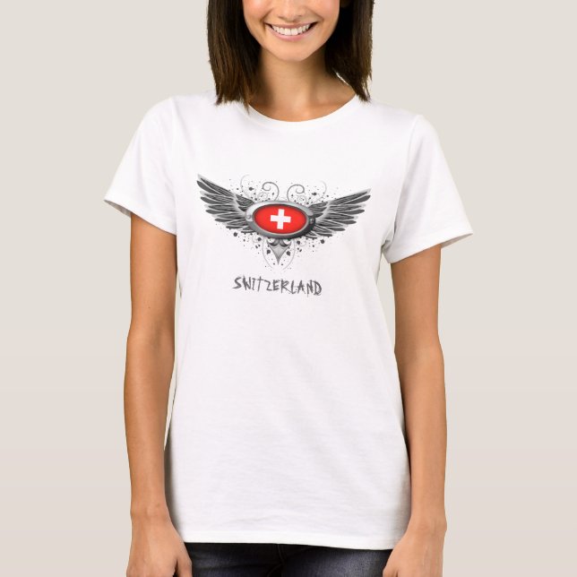 Schweizareflaggavingar Tee (Framsida)