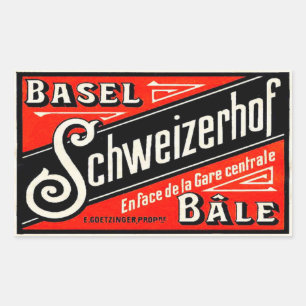 Schweizerhotell (Basel Bâle Schweiz) Rektangulärt Klistermärke
