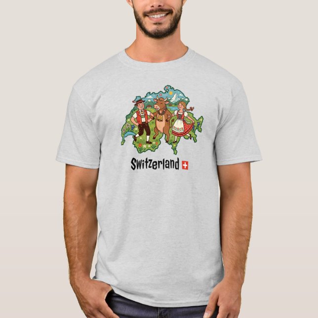 Schweizisk alpin folkedans t shirt (Framsida)