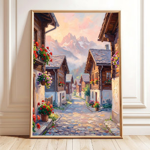 Schweizisk alpin soluppgång Canvastryck Poster