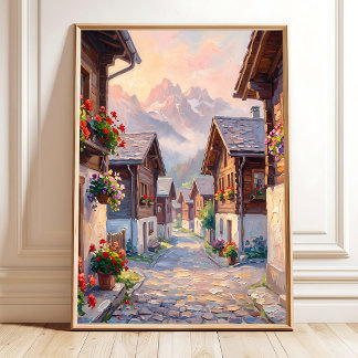 Schweizisk alpin soluppgång Canvastryck Poster