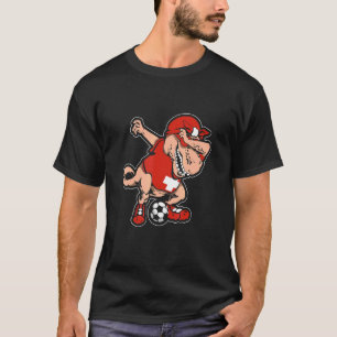 Schweizisk Dabbing Soccer TRex Dino Dab Soccer Swi T Shirt