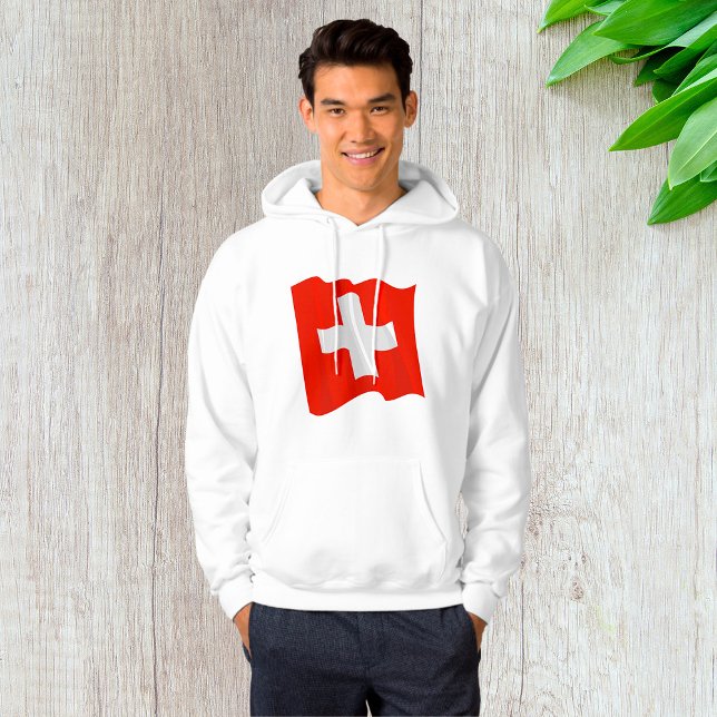 Schweizisk flagga herr hoodie (Skapare uppladdad)