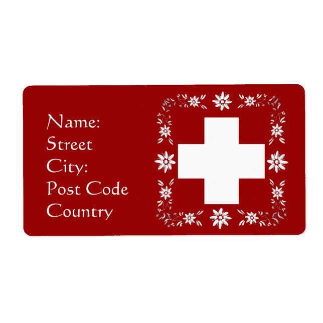 Schweizisk flagga och edelweiss fraktsedel (Framsidan)