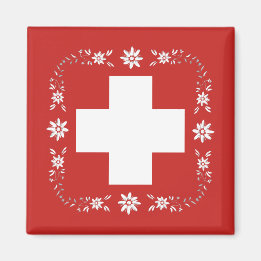 Schweizisk flagga och edelweiss magnet