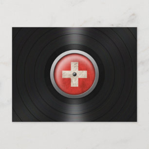 Schweizisk Flagga Vinyl Record Album Graphic Vykort