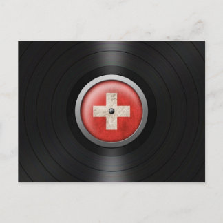 Schweizisk Flagga Vinyl Record Album Graphic Vykort