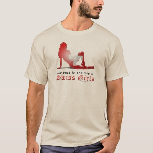 Schweizisk flickaSilhouetteflagga T Shirt (Framsida)