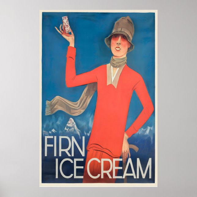 Schweizisk Glassreklam från förr Poster (Framsidan)