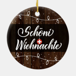 Schweizisk god jul, Schöni Wiehnachte Julgransprydnad Keramik