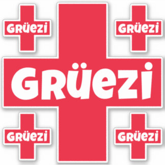 Schweizisk Hej Gruezi Fem separata kuggstift Klistermärken