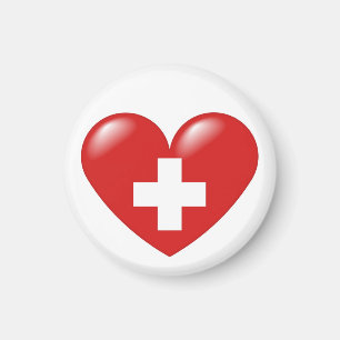 Schweizisk hjärtamagnet - Schweizer Herz - Coeur Magnet