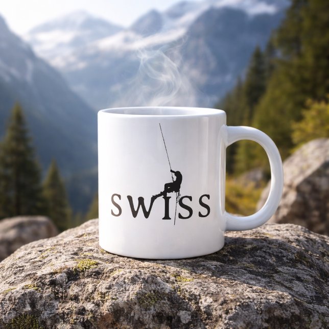 Schweizisk klättring minimalistisk rep silhuett jumbo mugg (Skapare uppladdad)