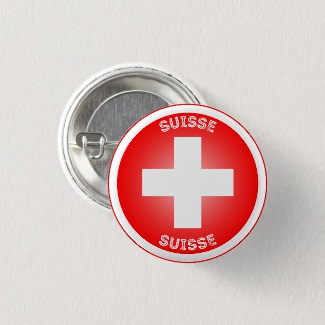 Schweizisk kors Suisse cirkelform Knapp (Framsida & baksida)