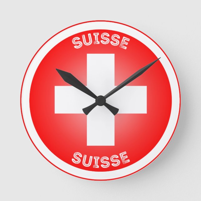 Schweizisk kors Suisse cirkelform Rund Klocka (Framsida)