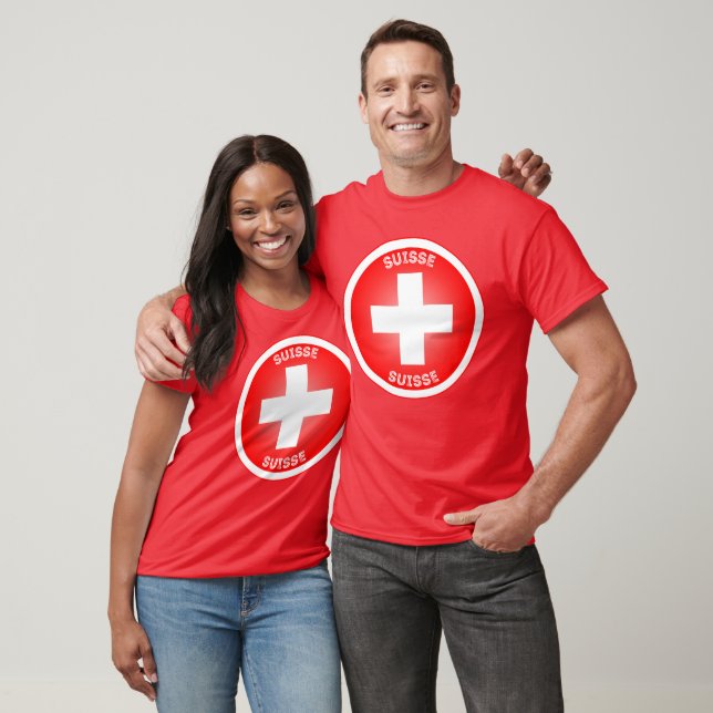 Schweizisk kors Suisse cirkelform T Shirt (Unisex)
