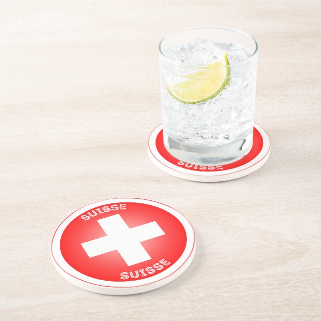 Schweizisk kors Suisse cirkelform Underlägg (Sidan)