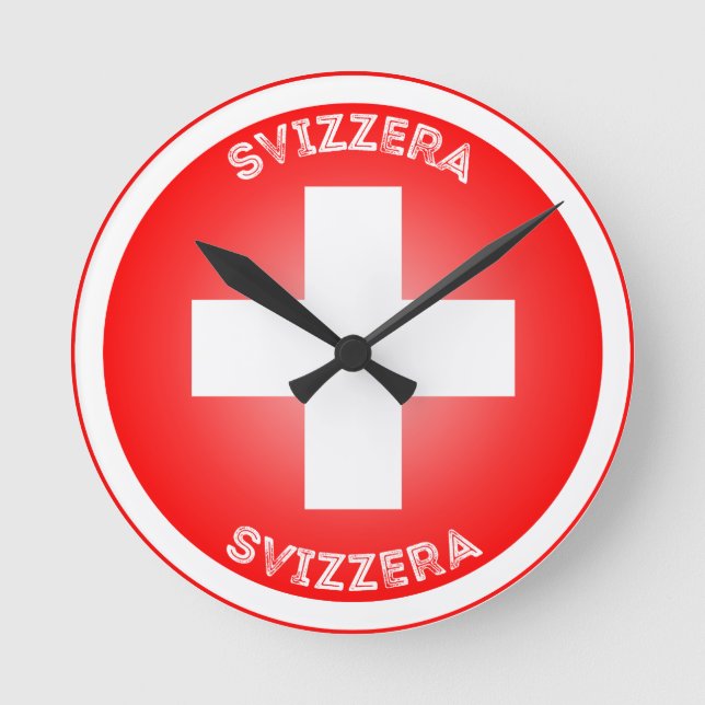 Schweizisk kors Svizzera cirkelform Rund Klocka (Framsida)