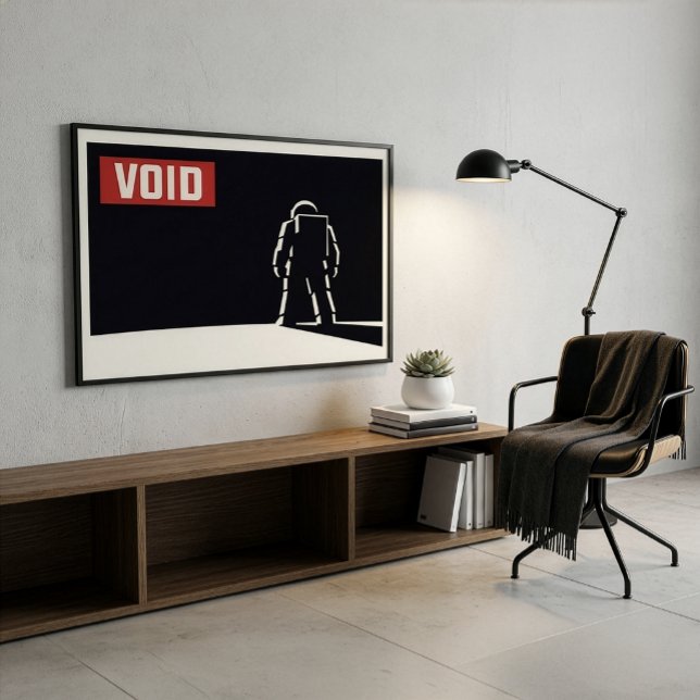 Schweizisk minimalistisk svart röd vit astronaut r poster (Skapare uppladdad)