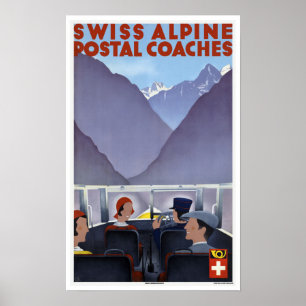 Schweizisk postbuss - Vintage resor Poster