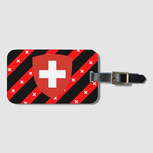 Schweizisk randflagga bagagebricka (Framsida horisontal)