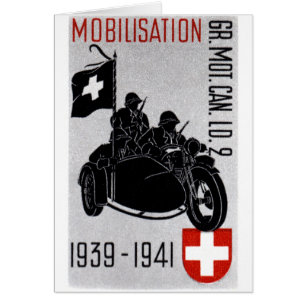 Schweizisk Recon motorcykel för WWII Hälsningskort