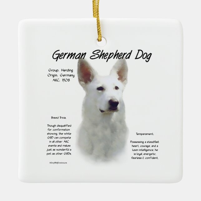 Schweizisk Schäferhund (wht) Historia Design Julgransprydnad Keramik (Framsida)