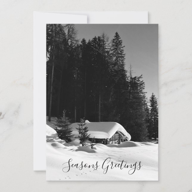 Schweizisk stuga i snön julkort (Framsida)