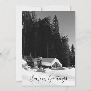 Schweizisk stuga i snön julkort
