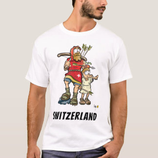 Schweizisk t-shirt med William Tell, hans son och
