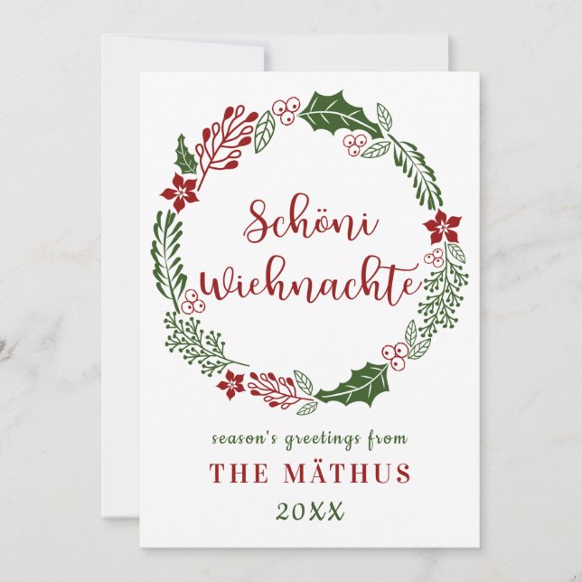 Schweizisk tysk God Jul, Anpassad Julkort (Framsida)