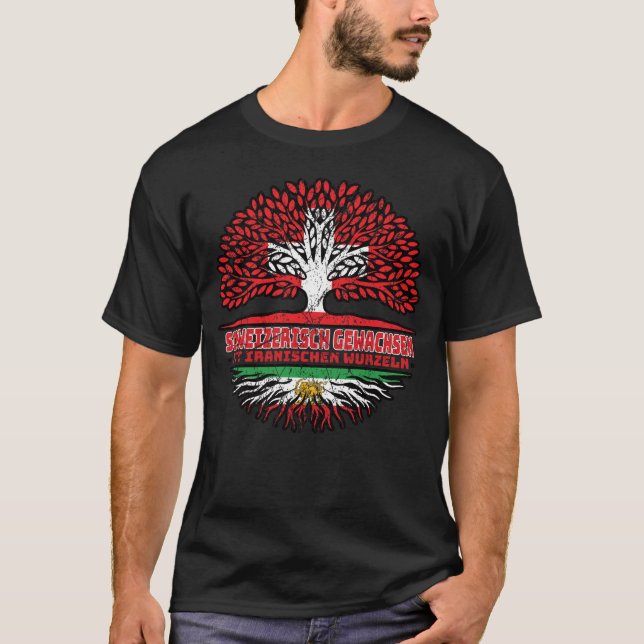 Schweizisk Uppväxt, Iranska Rötter – Lejon och Sol T Shirt (Framsida)