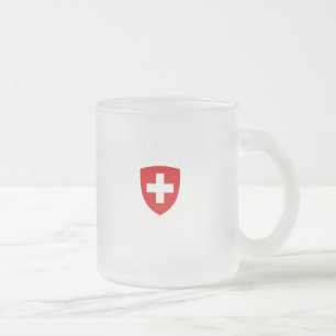 Schweizisk vapensköld - Schweitz souvenir Frostad Glasmugg