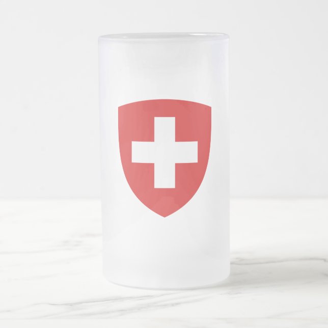 Schweizisk vapensköld - Schweitz souvenir Frostat Ölglas (Center)