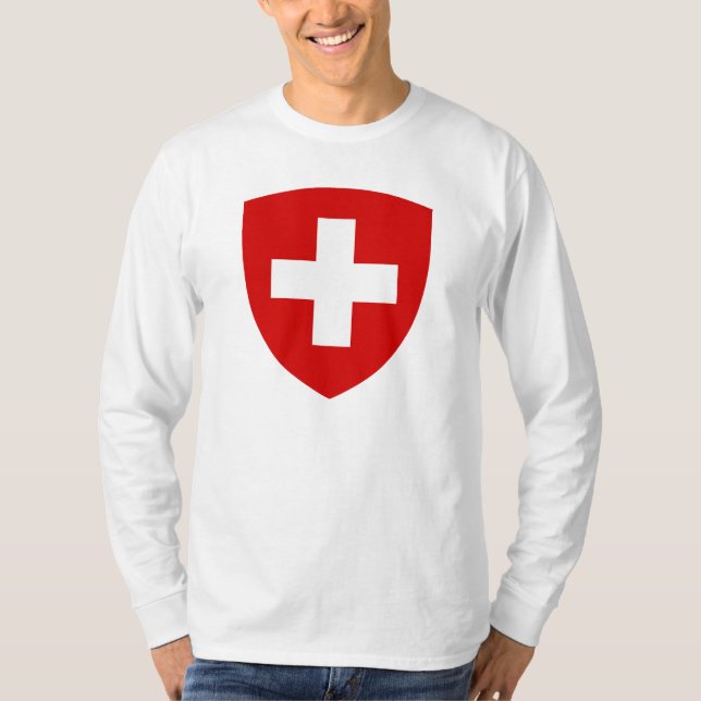 Schweizisk vapensköld - schweizisk souvenir t shirt (Framsida)