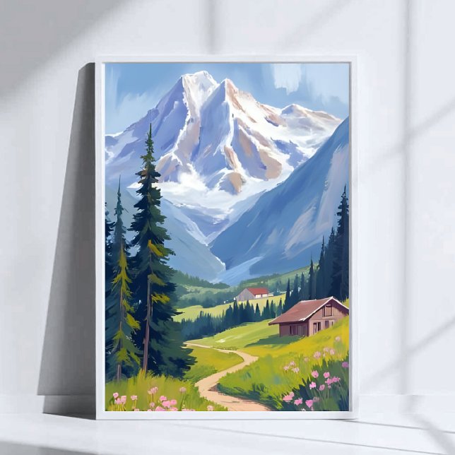 Schweiziska Alperna Bergsluttning Schweiz Resa Poster (Skapare uppladdad)