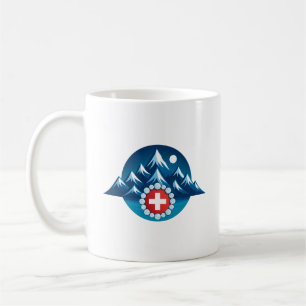 Schweiziska Alperna Illustration Kaffemugg