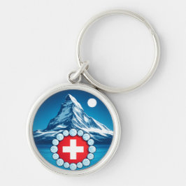 Schweiziska Alperna - Matterhorn Rund Silverfärgad Nyckelring