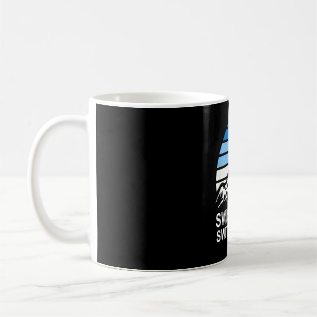 Schweiziska alperna retro bergsscen med randig him kaffemugg (Vänster)