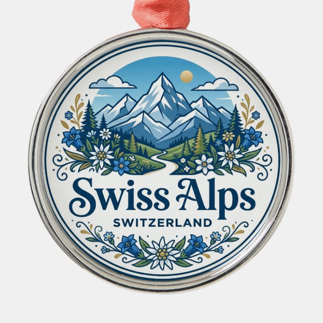 Schweiziska Alperna Schweiz Julgransprydnad Metall (Framsidan)