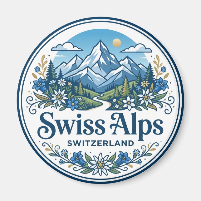 Schweiziska Alperna Schweiz Magnet (Framsidan)