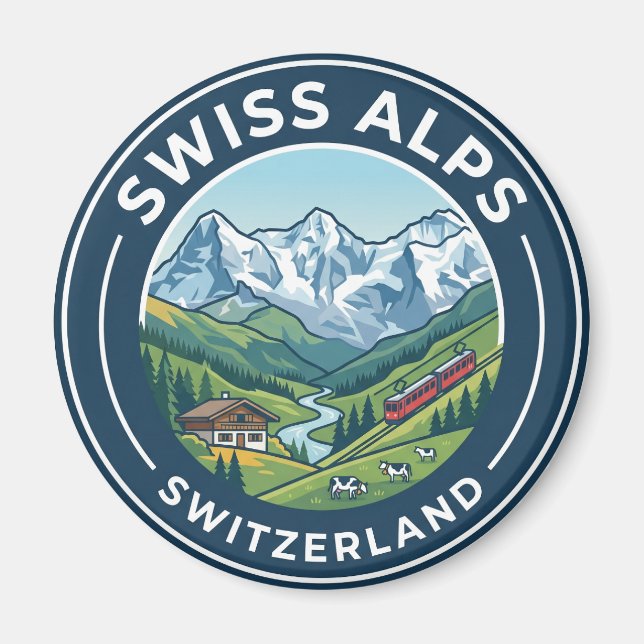 SCHWEIZISKA ALPERNA SCHWEIZ MAGNET (Framsidan)