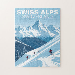 Schweiziska Alperna Schweiz Pussel Vintage Resa
