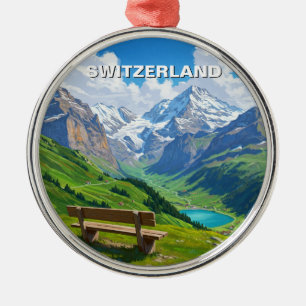 Schweiziska Alperna Schweiz Resa Julgransprydnad Metall