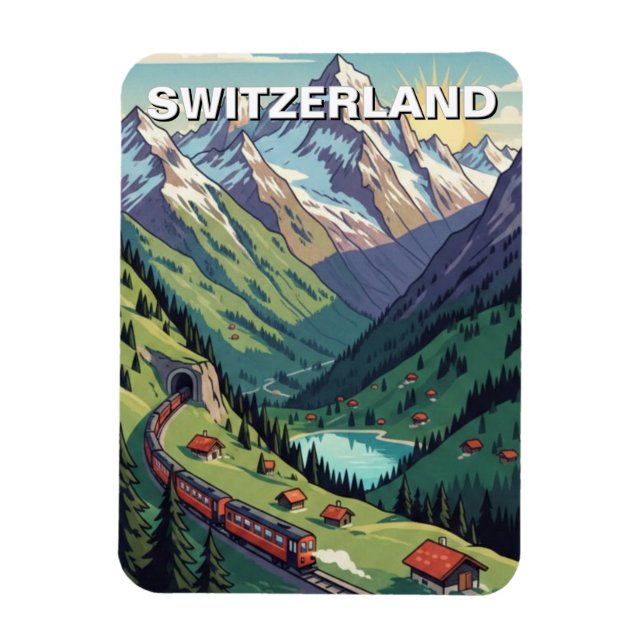 Schweiziska Alperna Schweiz Resa Magnet (Vertikal)