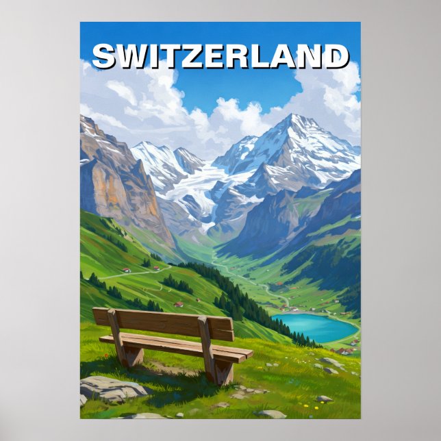 Schweiziska Alperna Schweiz Resa Poster (Framsidan)